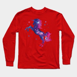 Unicorn Galaxy: Silhouette of Unicorn in the Universe Long Sleeve T-Shirt